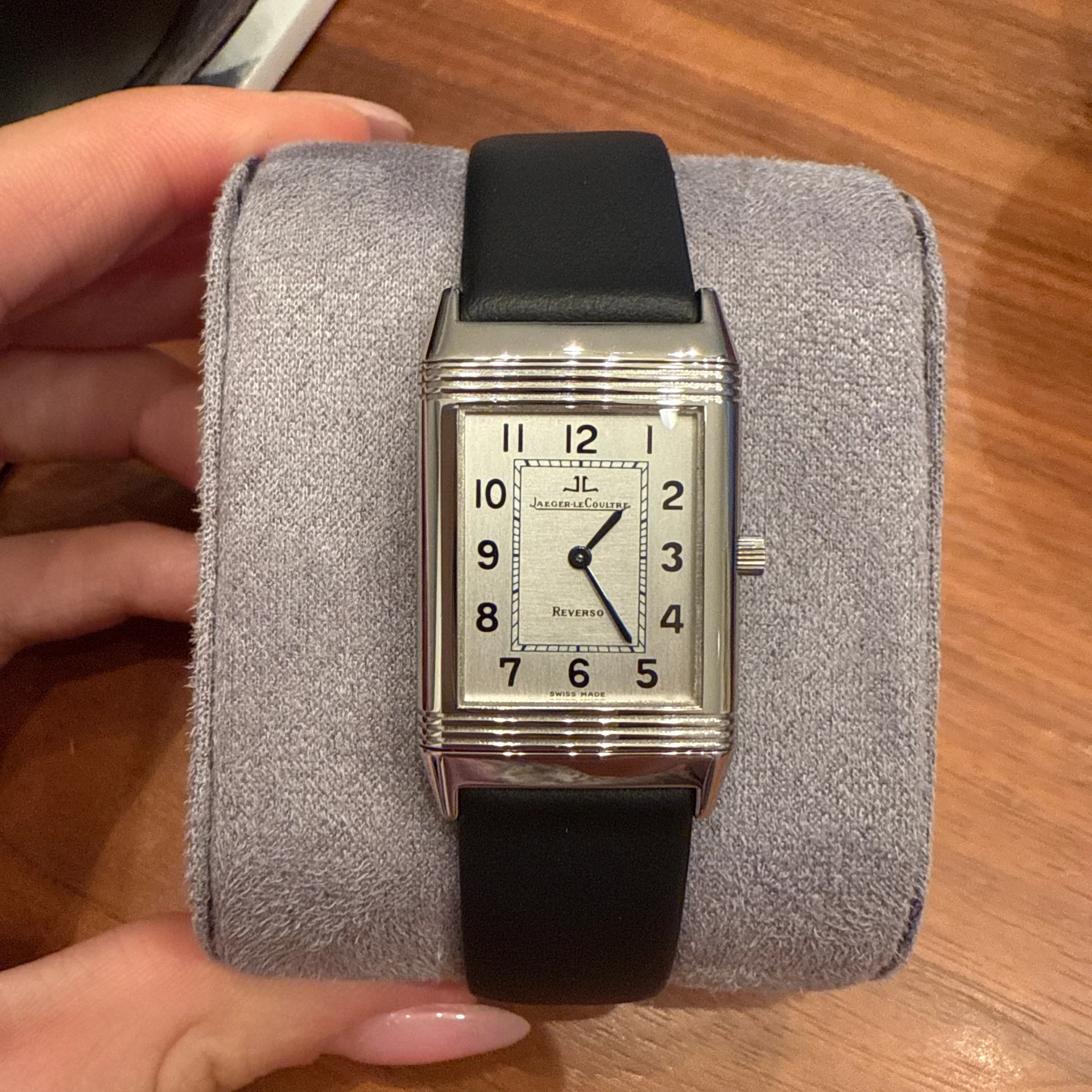2016 Jaeger-LeCoultre Reverso Classique Steel / Silvered / Arabic / Strap 250.8.86
