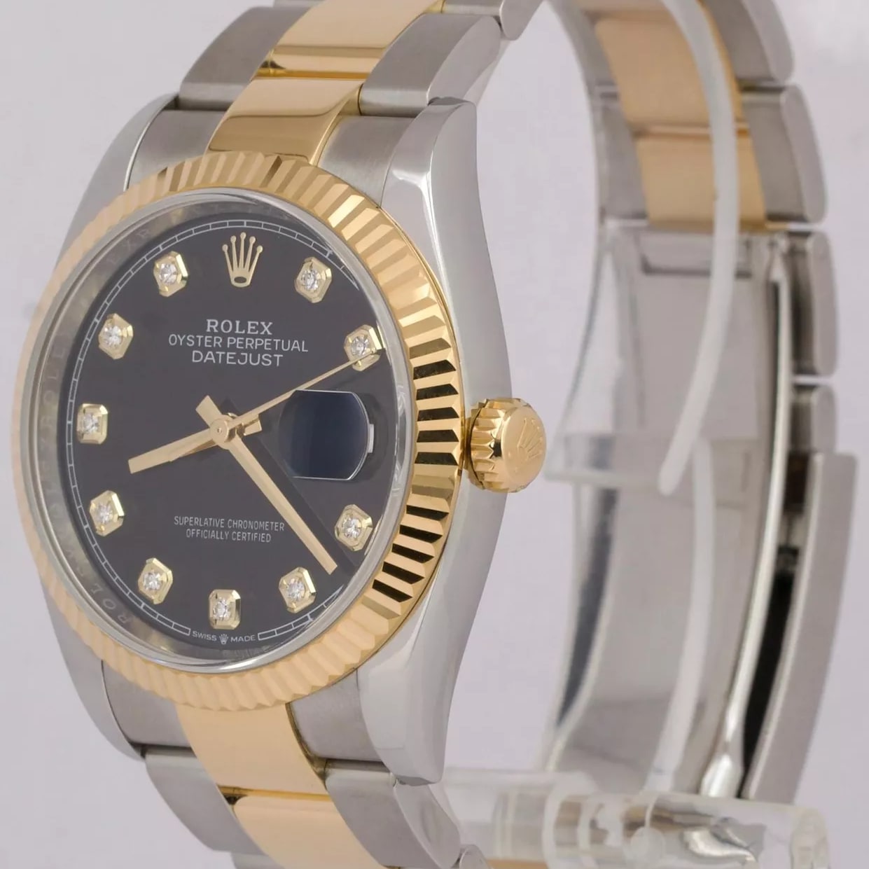 Rolex Datejust 36 Two-Tone Fluted / Black / Diamond-Set