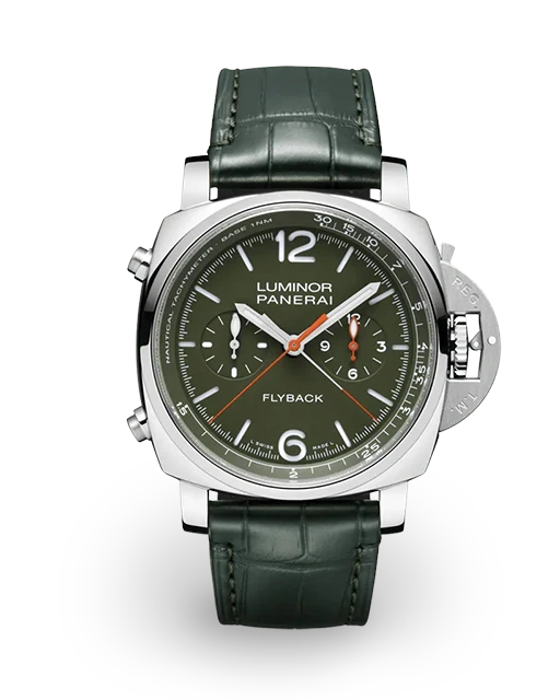 Panerai Luminor 1950 3 Days Chrono Flyback 44 Steel / Verde Militare / Arabic / Strap - Limited to 110 Pieces PAM01296   Model Image