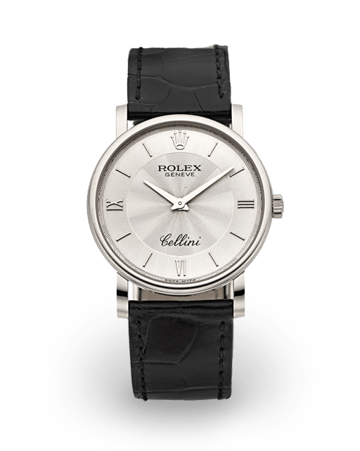 Rolex Cellini 32 White Gold Silvered Roman Strap 5115