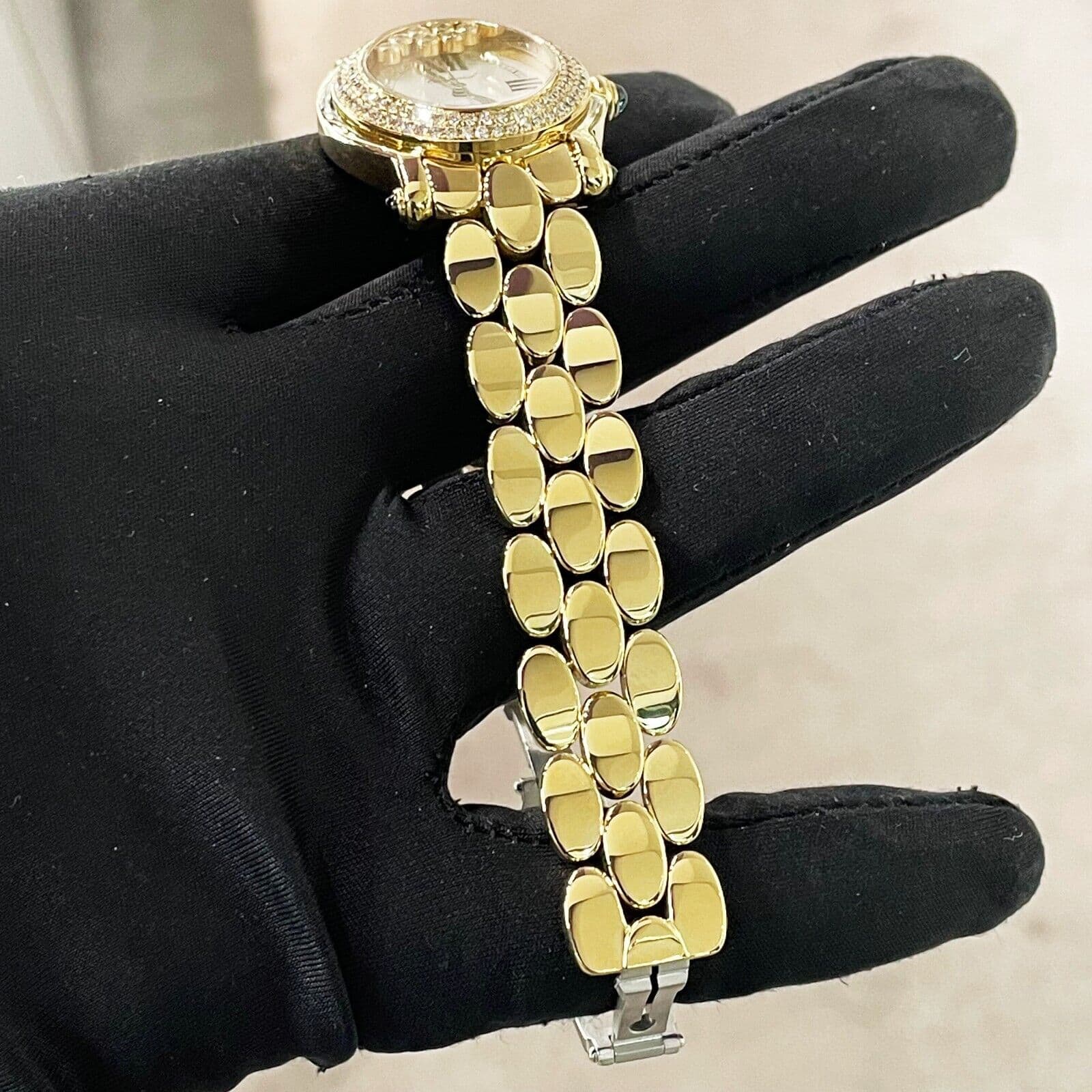 完売 Oval Sport Happy Chopard Yellow White / Diamond-Set / Gold 化粧下地