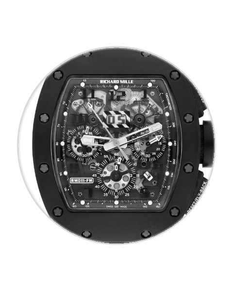 Richard Mille RM 011 Flyback Chronograph Black Phantom PVD Ceramic Carbon  Skeletonized Arabic Strap Limited to 50 Pieces RM011 AO CA TZP