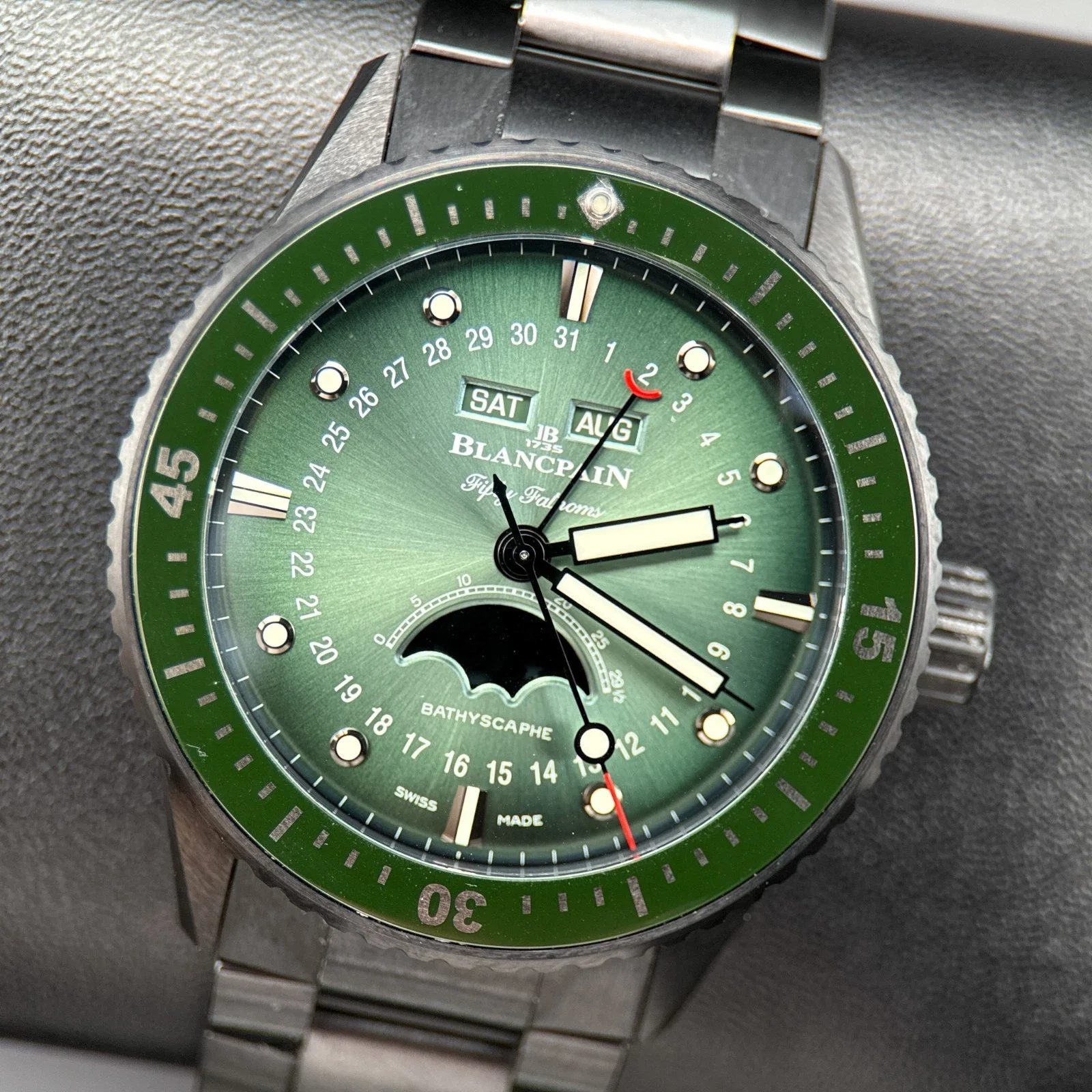 2025 Blancpain Fifty Fathoms Bathygraphe Quantième Complet Phases de Lune Ceramic / Green / Bracelet 5054-0153-01S