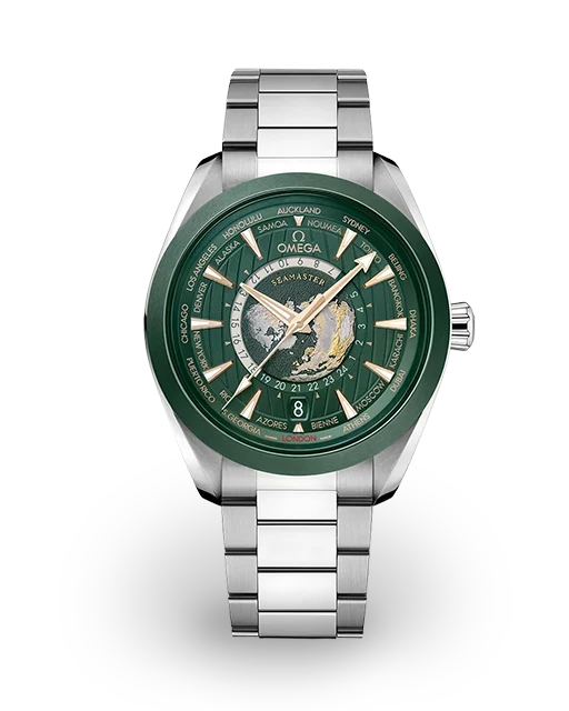 Omega Seamaster Aqua Terra 150M Master Chronometer 43 Worldtimer Steel - Ceramic / Green / Bracelet 220.30.43.22.10.001  Model Image