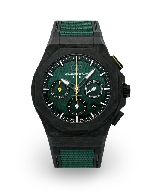 Girard-Perregaux Laureato Absolute Chronograph Aston Martin F1 44 Carbon and Titanium / Green / Strap - Limited to 306 Pieces 81060-41-3071-1CX  Model Image