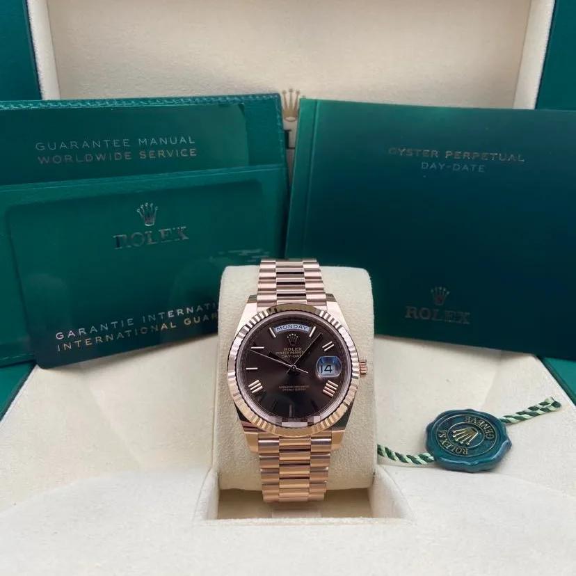 2022 Rolex Day-Date 40 Rose Gold / Fluted / Chocolate / Roman 228235-0002 Listing Image 5