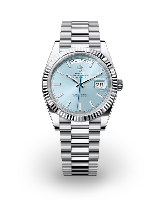 Rolex Day-Date 40 Platinum / Fluted / Ice-Blue / President 228236-0018  Model Image