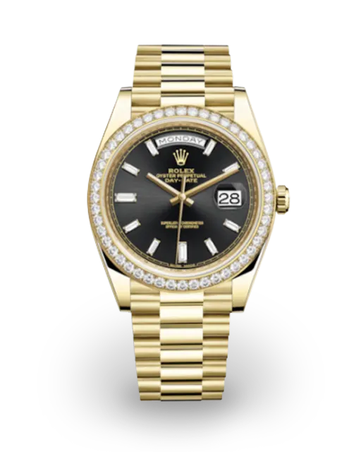 Rolex Day-Date 40 Yellow Gold / Diamond-Set / Black / Baguette Diamond-Set 228348RBR-0001  Model Image