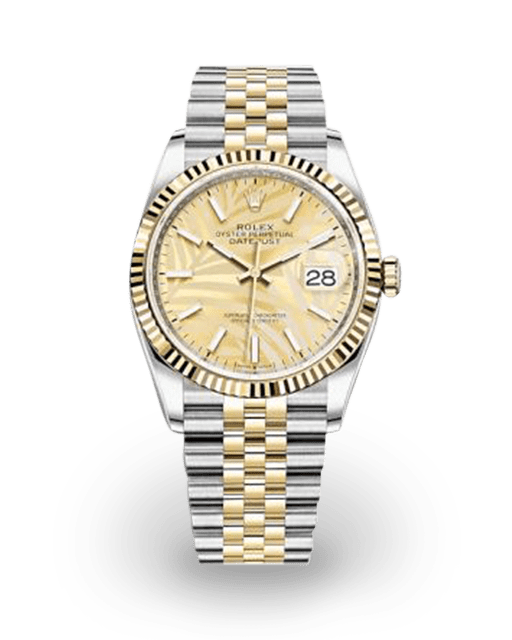 Rolex Datejust 36 Two-Tone Fluted / Palm-Motif / Jubilee 126233-0037 ...