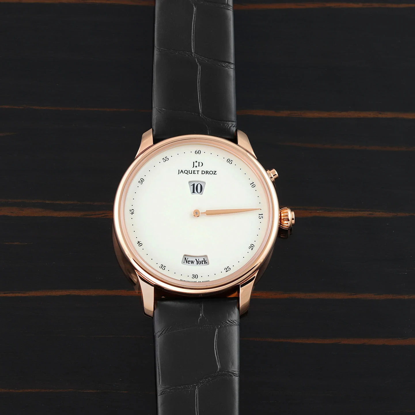 2024 Jaquet Droz Astrale Twelve Cities 43 Rose Gold / Ivory / Arabic / Strap J010133209