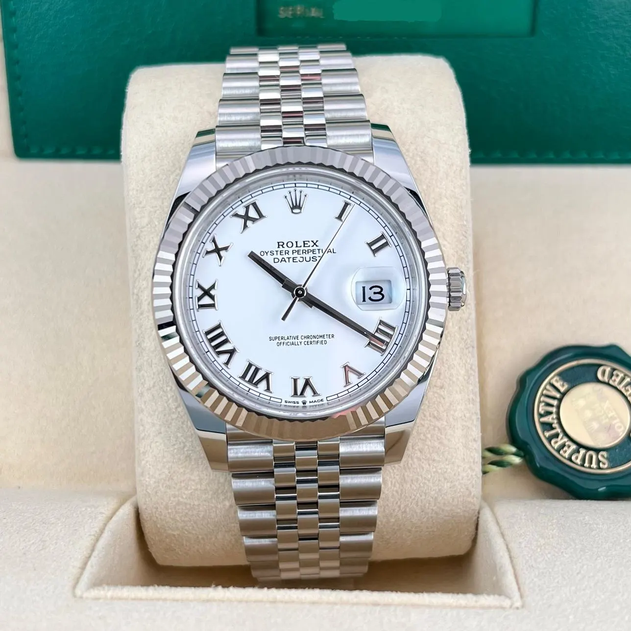 2023 Rolex Datejust 41 Fluted / White / Roman / Jubilee 126334-0024 Listing Image 1