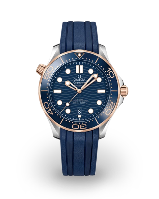 Omega Seamaster Diver 300M Master Co-Axial 42 Stainless Steel / Sedna Gold / Blue / Rubber 210.22.42.20.03.002  Model Image