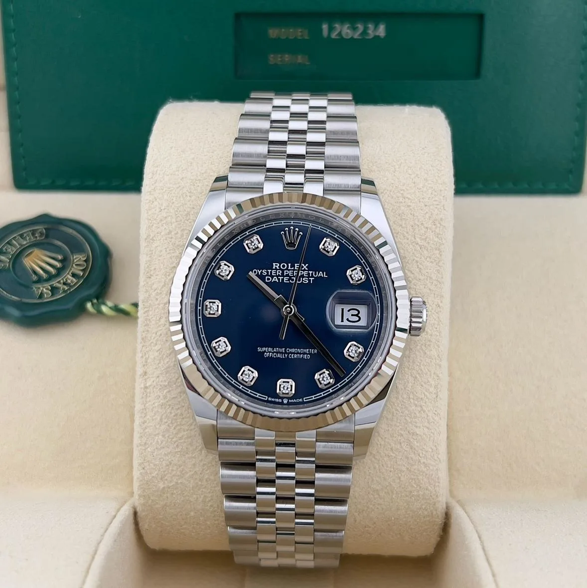 2023 Rolex Datejust 36 Fluted / Blue / Diamond-Set / Jubilee 126234-0037 Listing Image 2