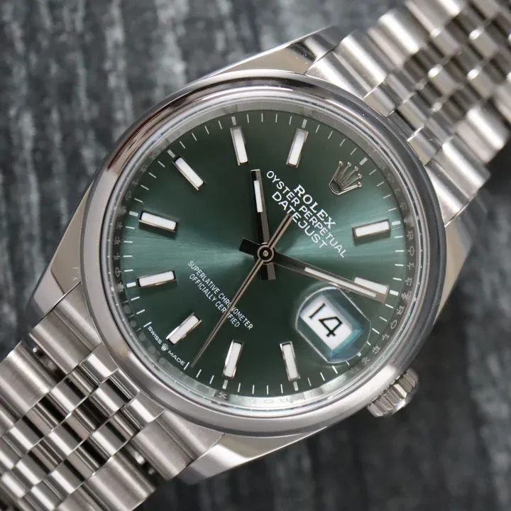 2025 Rolex Datejust 36 Smooth / Mint Green / Jubilee 126200-0023