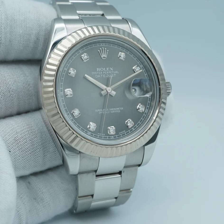Rolex Datejust II Fluted / Dark Rhodium / Diamond-Set