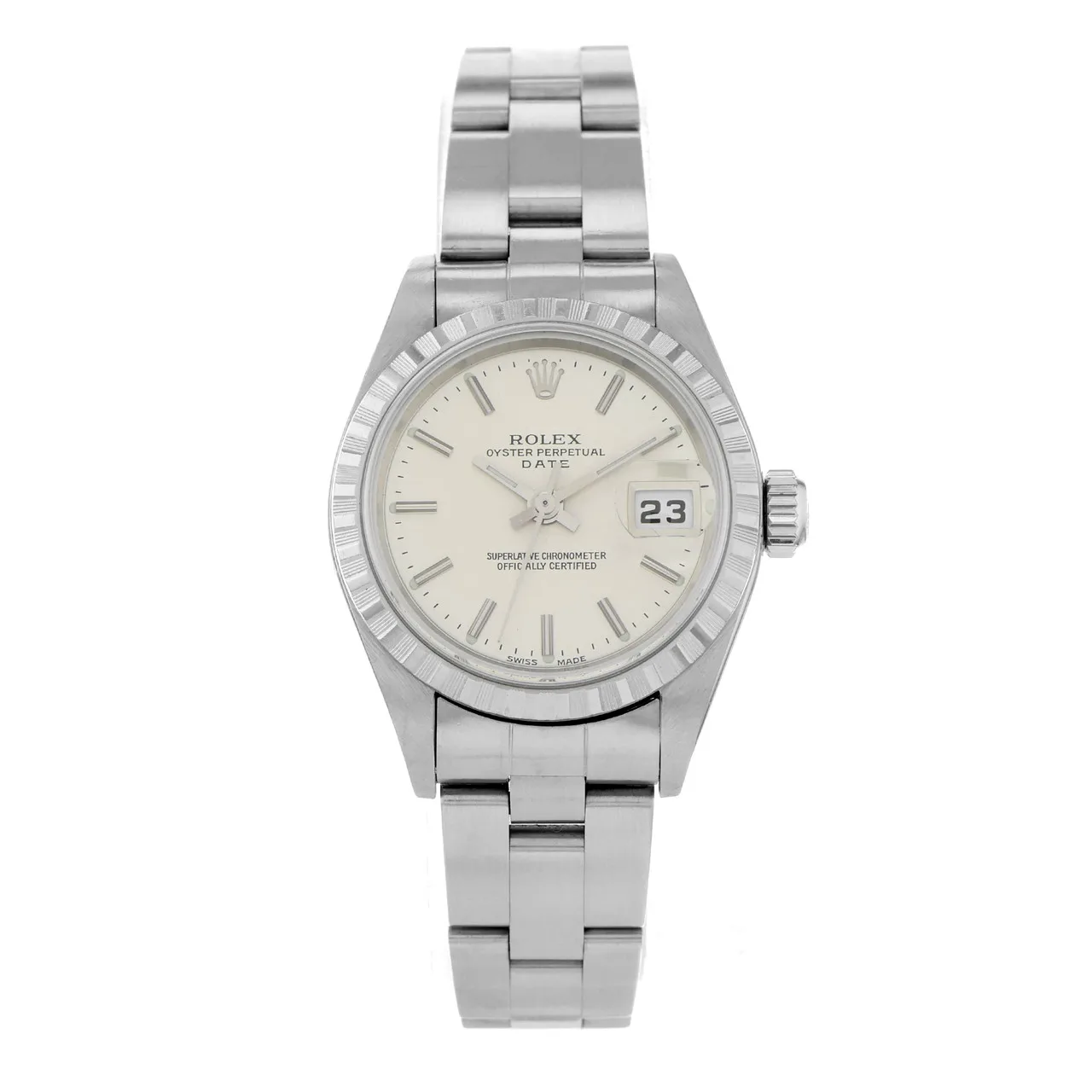 2001 Rolex Oyster Perpetual Date 26 Steel / Engine-Turned / Silvered / Oyster 79240 Listing Image 1