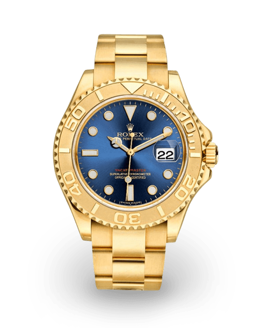 Blue and gold 2024 rolex yacht master