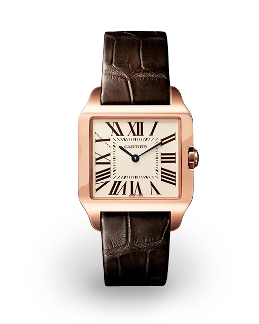 Cartier Santos-Dumont Small Rose Gold / Silvered / Roman / Strap W2009251  Model Image