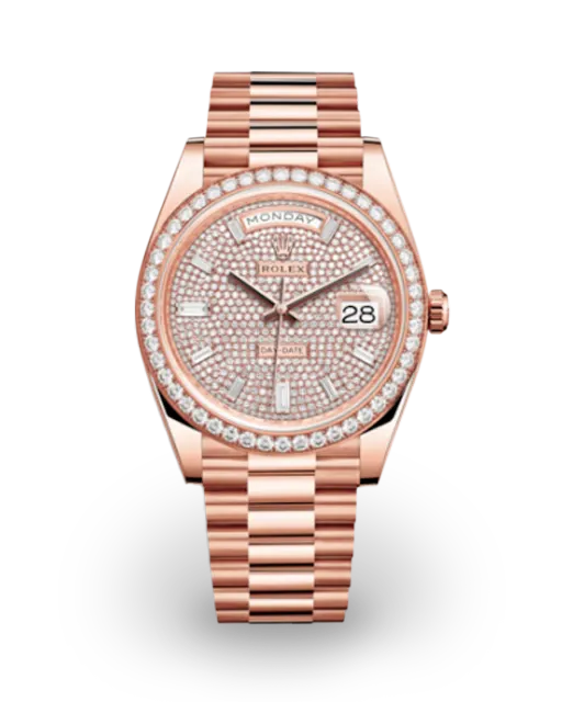 Rolex Day-Date 40 Rose Gold / Diamond-Set / Diamond-Paved / Baguette Diamond-Set 228345RBR-0002  Model Image