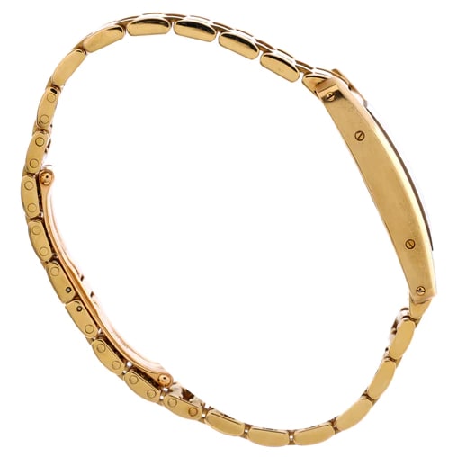 Tank Americaine - Small Size in Yellow Gold on Yellow Gold Bracelet with  Silver Dial W26015K2