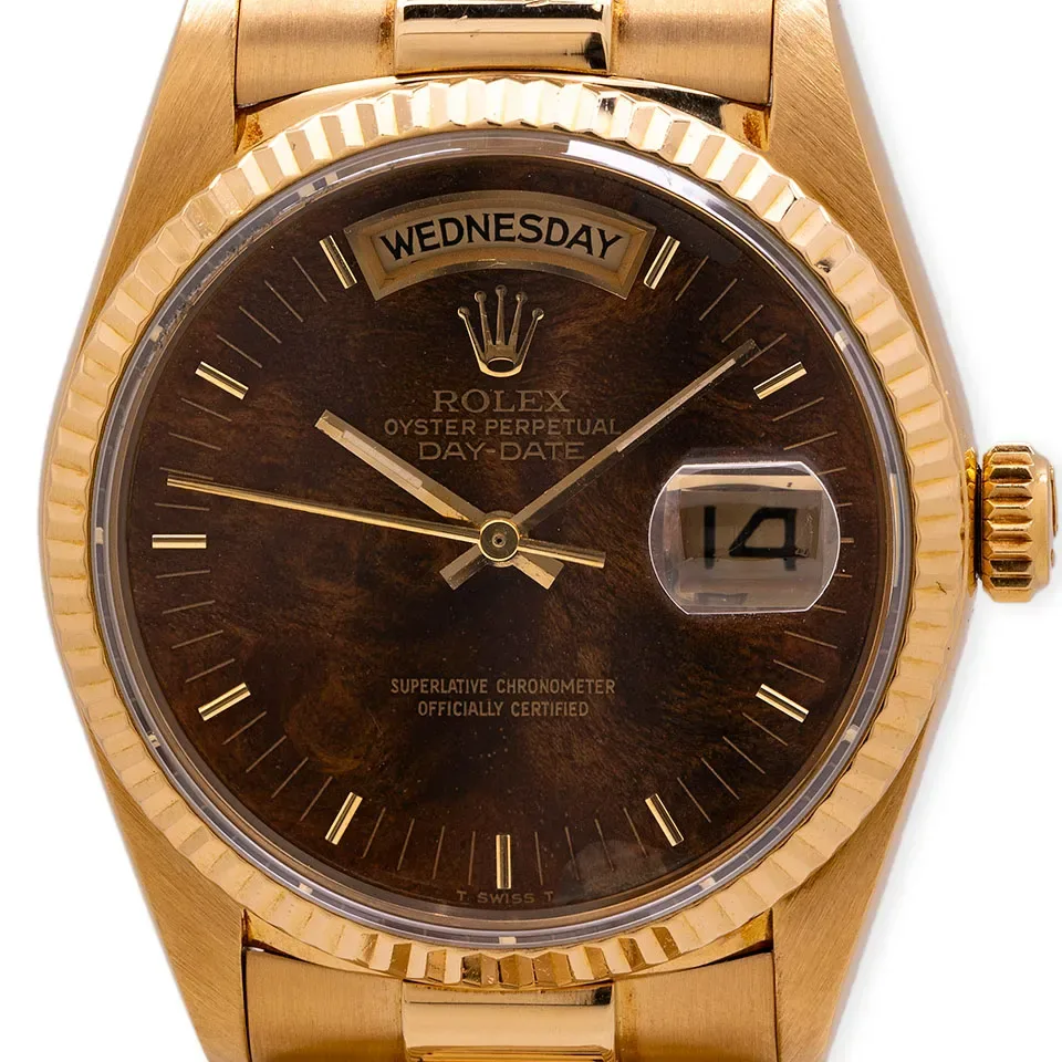 1988 Rolex Day-Date 36 Yellow Gold / Fluted / Wood / President 18038 Listing Image