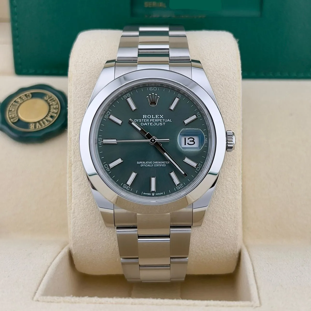 2024 Rolex Datejust 41 Smooth / Mint Green / Oyster 126300-0019 Listing Image 1
