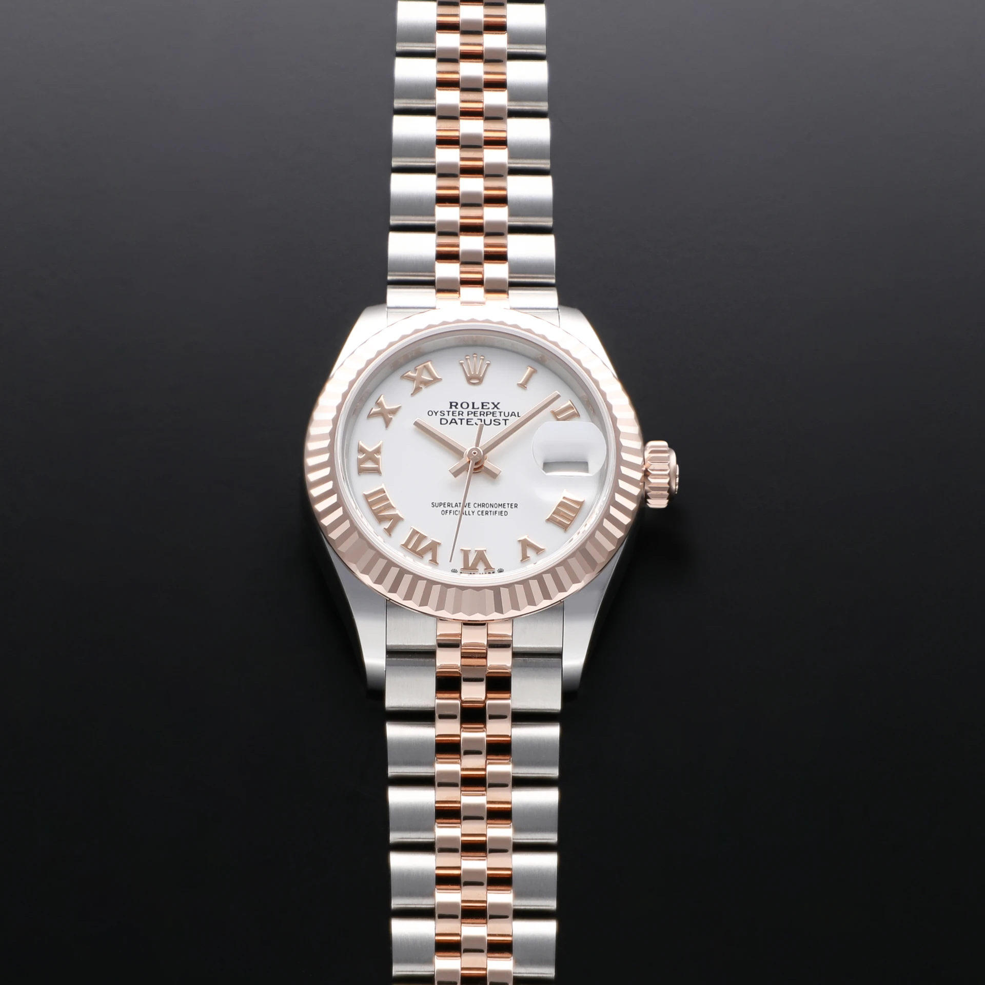 Rolex Lady-Datejust 28 Two-Tone Fluted White Roman Jubilee  279171-0021