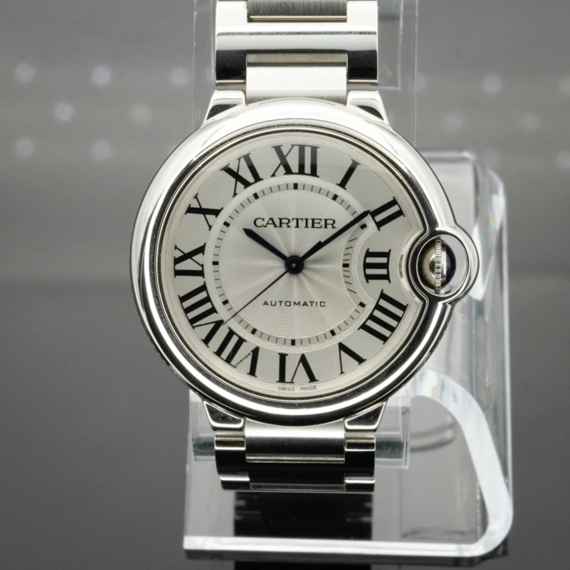 2020 Cartier Ballon Bleu de Cartier 36 Steel / Silvered / Roman / Bracelet W6920046