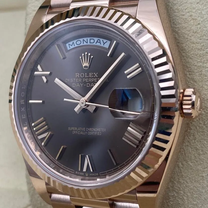 2022 Rolex Day-Date 40 Rose Gold / Fluted / Chocolate / Roman 228235-0002 Listing Image 2