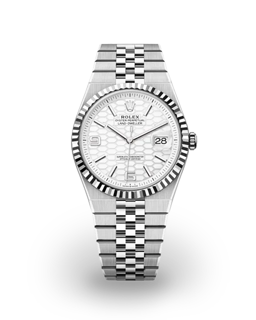 Rolex Land-Dweller 40 Oystersteel / Fluted / White Honeycomb Motif / Arabic / Flat Jubilee 127334-0001  Model Image