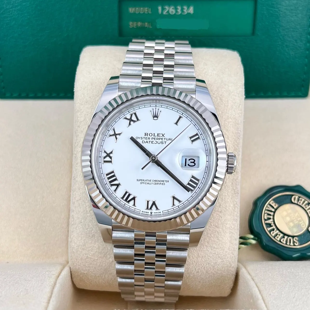 2024 Rolex Datejust 41 Fluted / White / Roman / Jubilee 126334-0024 Listing Image 2