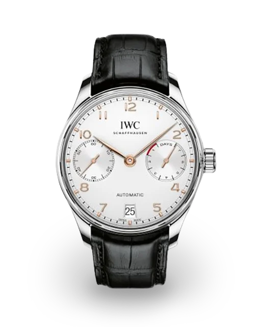 IWC Portugieser Automatic Steel / Silvered / Gold Numerals / Strap IW5007-04  Model Image
