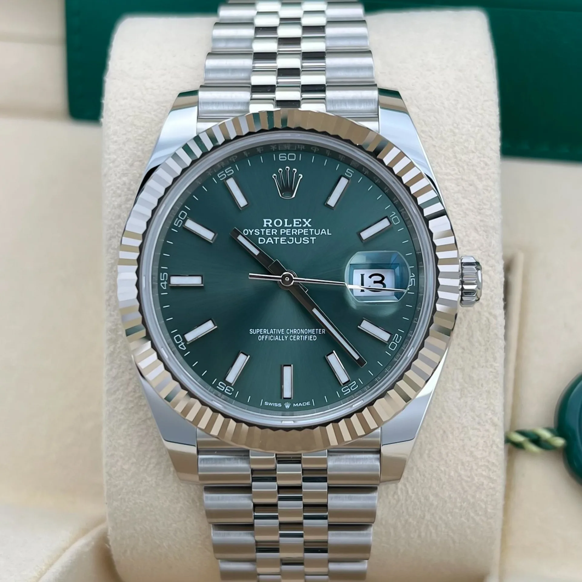 2025 Rolex Datejust 41 Steel / Fluted / Mint Green / Jubilee 126334-0028 Listing Image