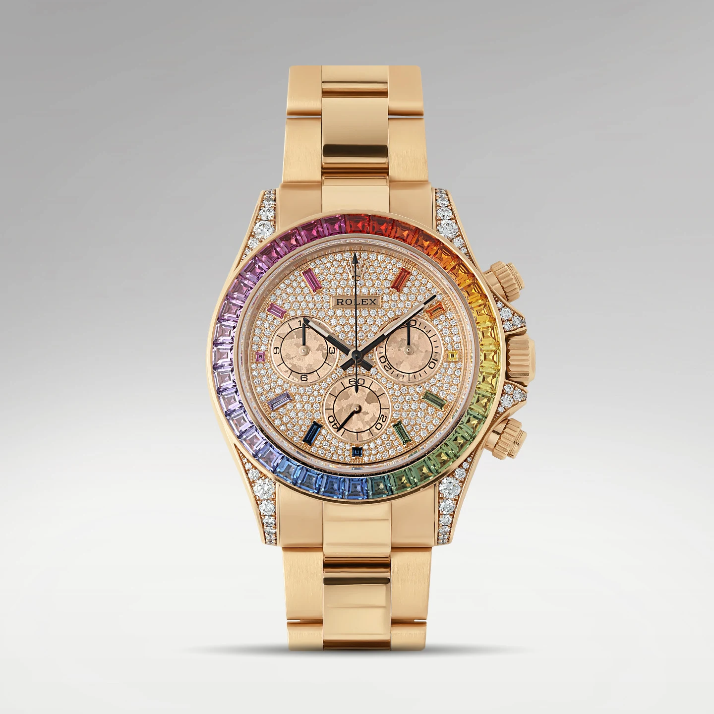 2021 Rolex Daytona Rainbow Rose Gold / Gem-Set / Diamond-Paved / Gem-Set / Oyster 116595RBOW