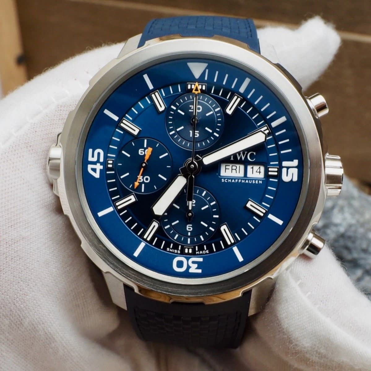 IWC Aquatimer Chronograph 44 Steel / Blue / Arabic / Strap IW3768-06