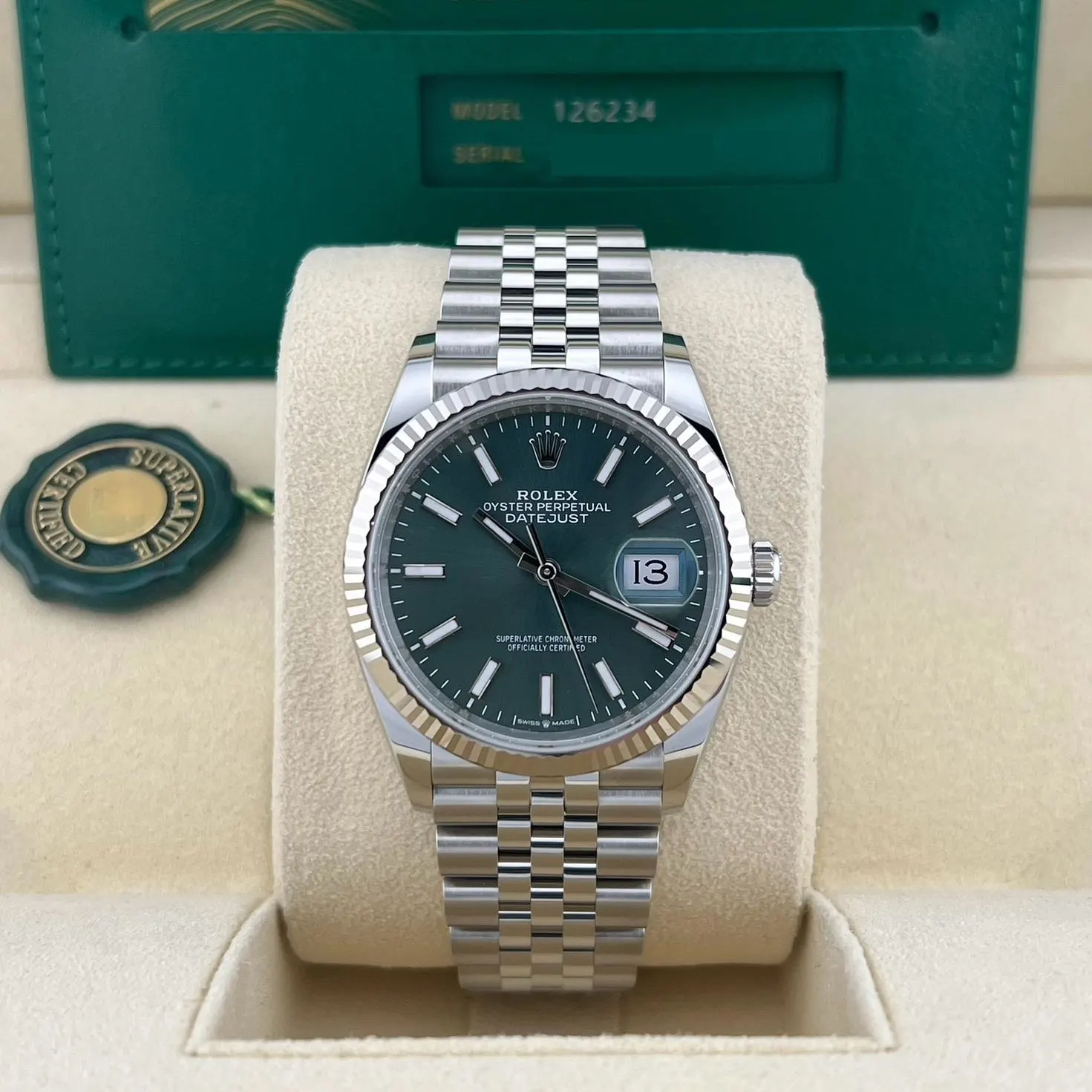 2024 Rolex Datejust 36 Steel / Fluted / Mint Green / Jubilee 126234-0051 Listing Image 2
