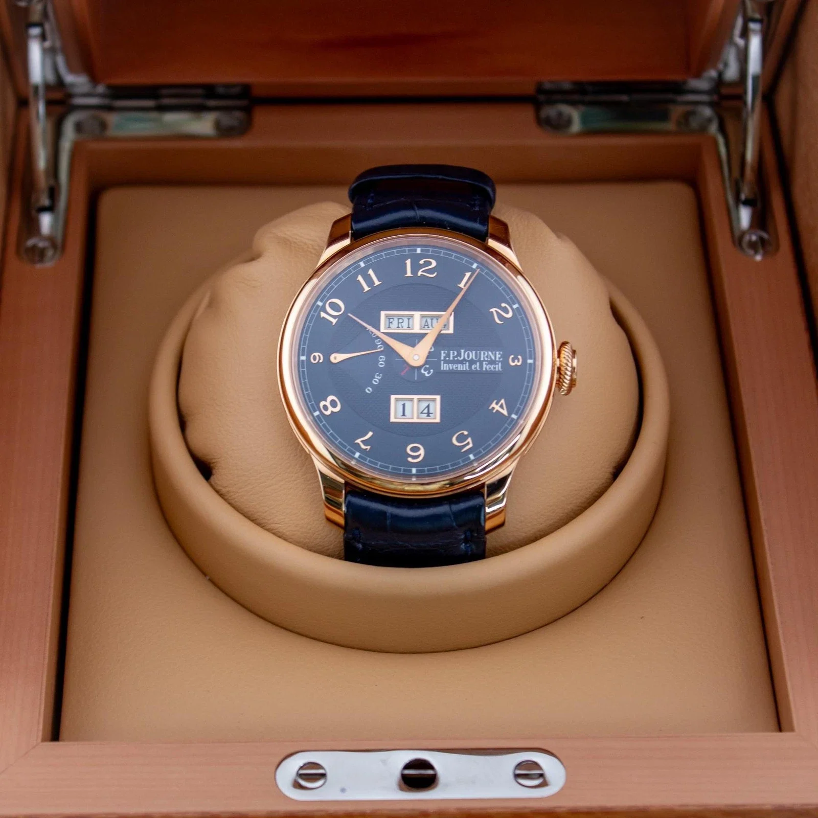 F.P. Journe Quantième Perpétuel Boutique Edition Rose Gold / Blue / Arabic / Strap QP
