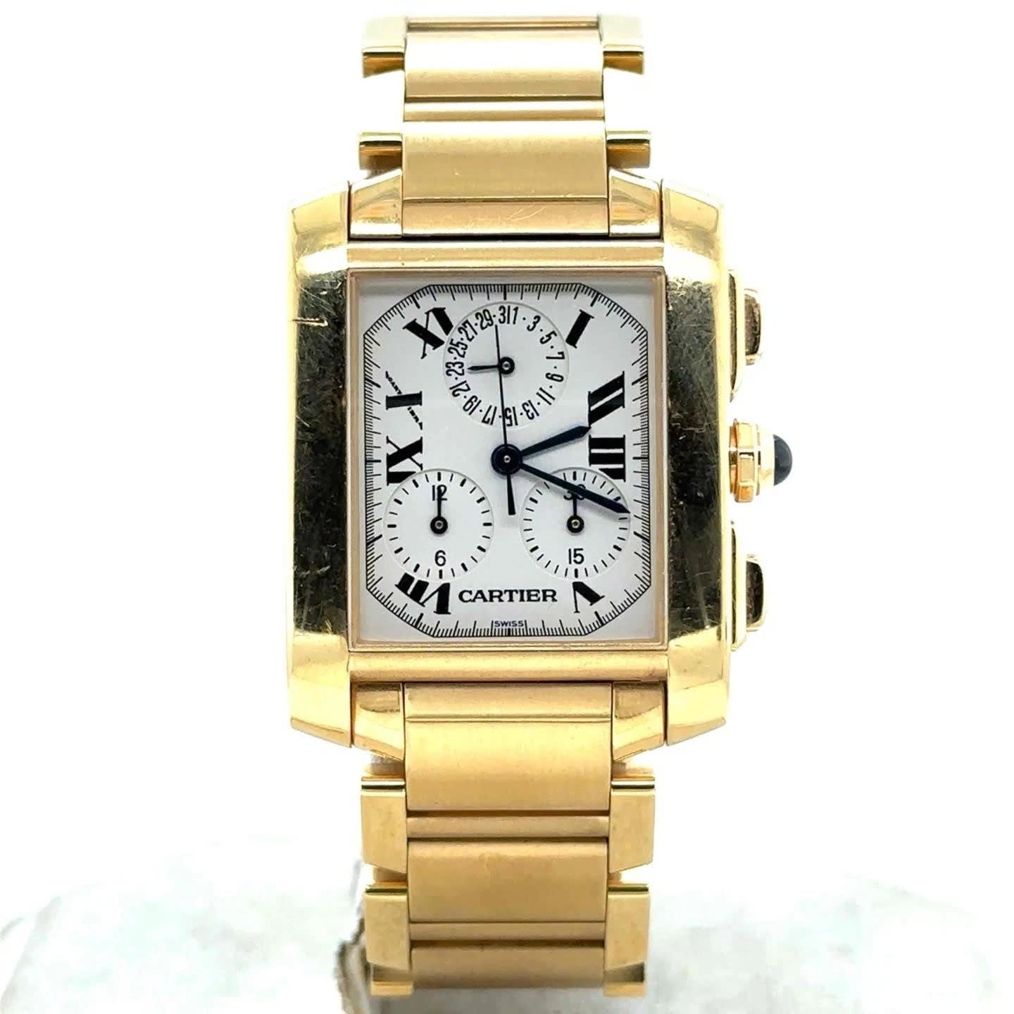 Cartier Tank Française Chronoflex Yellow Gold W50005R2 Watches | Bezel