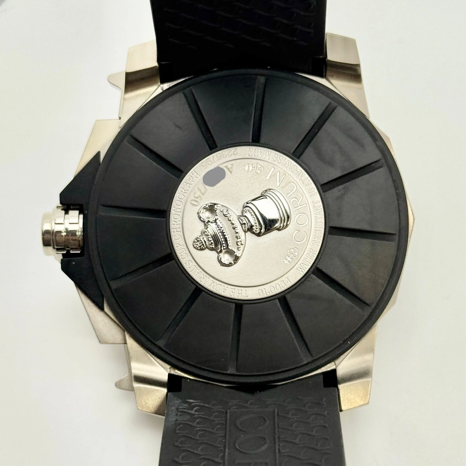 Corum Admiral's Cup Leap Second Chronograph 48 PVD-Coated Titanium White  Arabic Strap AA92