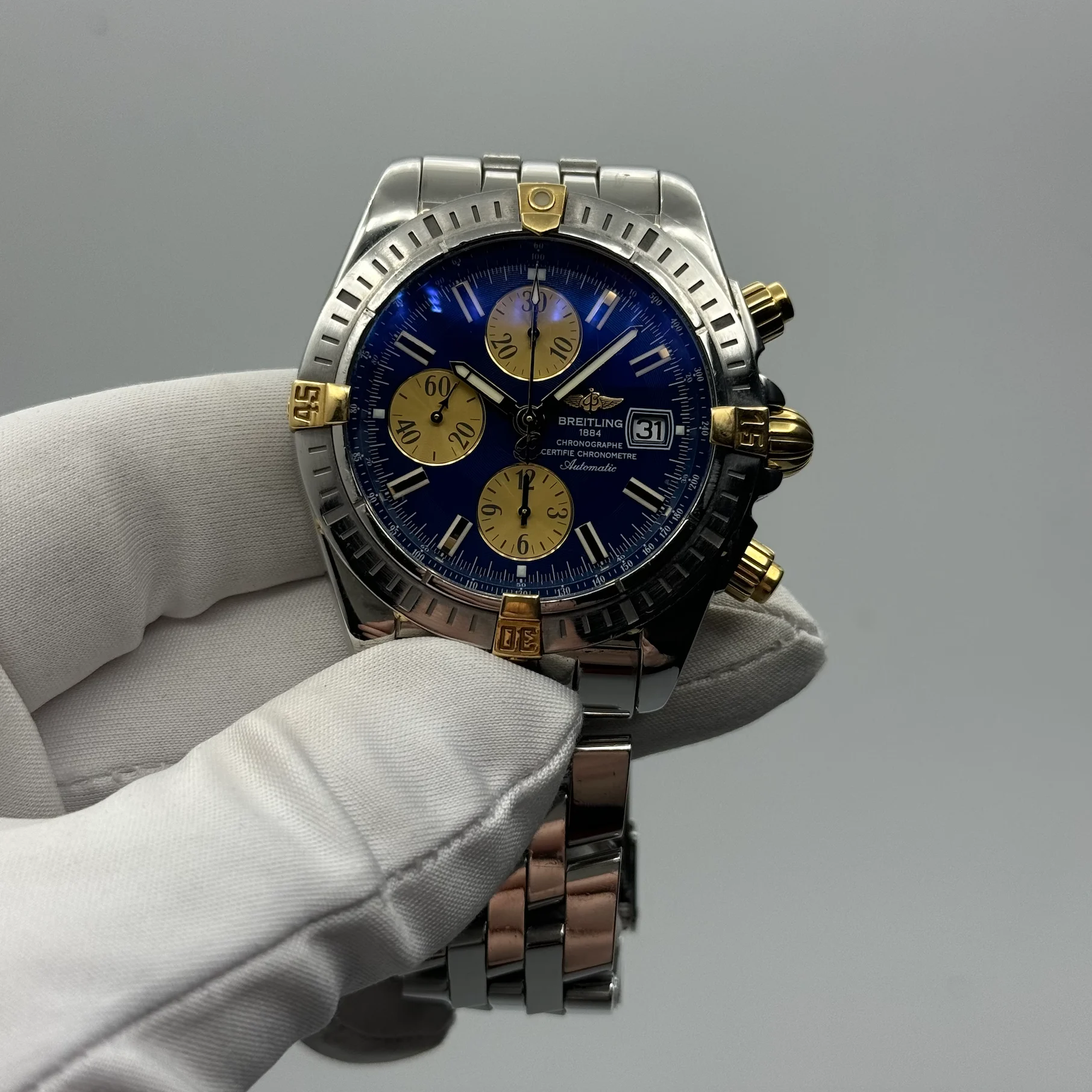 Breitling Chronomat Evolution 44 Two Tone Blue Bracelet B13356