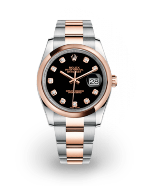 Rolex Datejust 36 Two-Tone / Smooth / Black / Diamond-Set / Oyster 116201-0083  Model Image