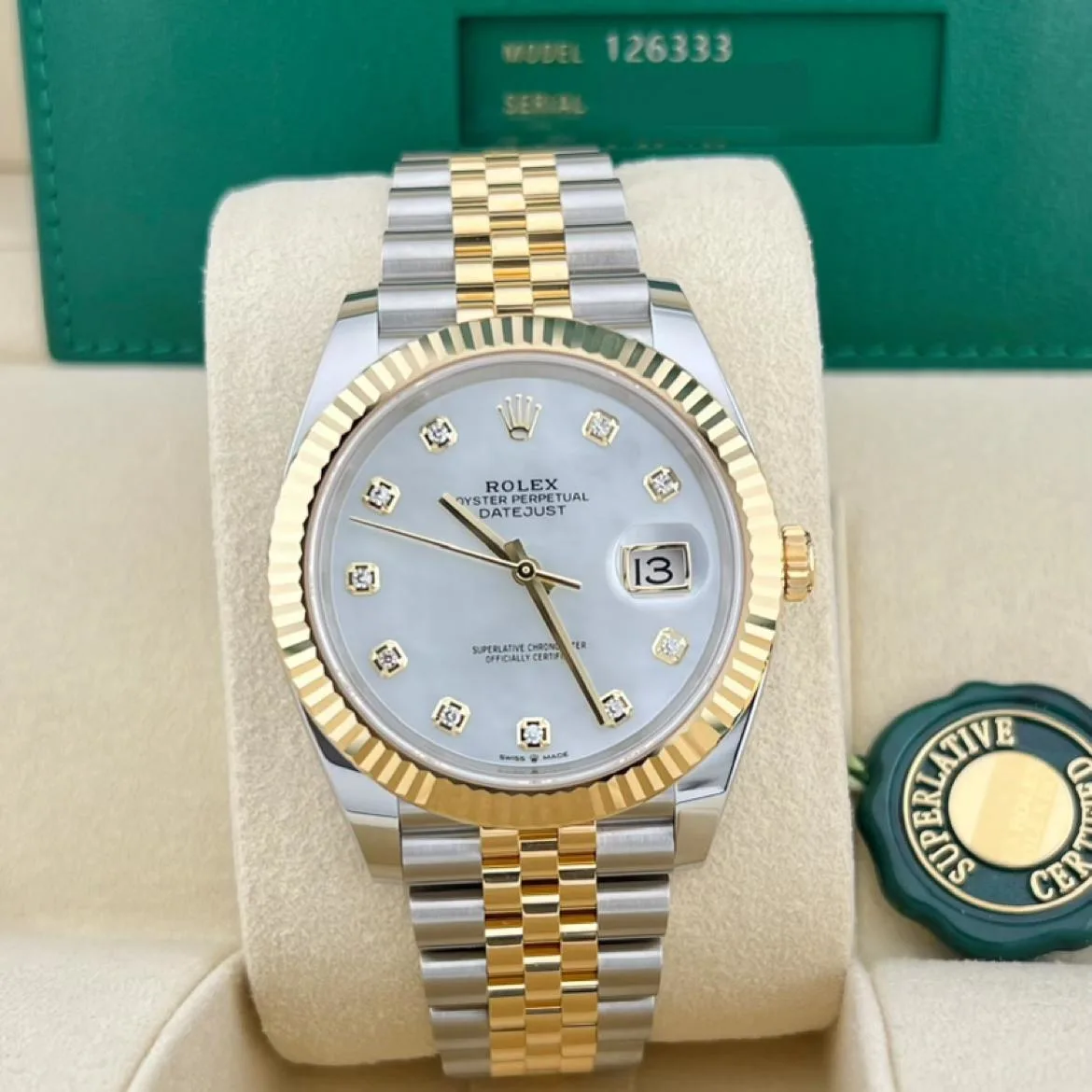 2023 Rolex Datejust 41 Two-Tone / Fluted / MOP / Diamond-Set / Jubilee 126333-0018 Listing Image 1