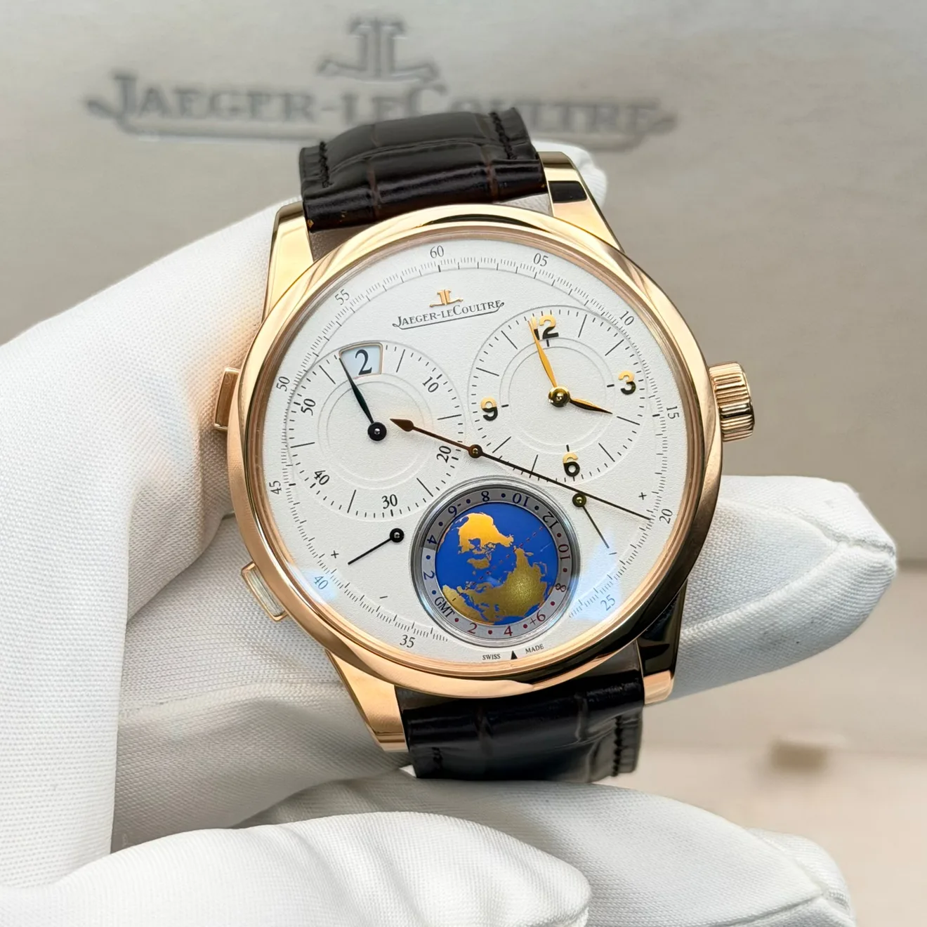 2021 Jaeger-LeCoultre Duomètre Unique Travel Time 42 Rose Gold / Silvered / Strap Q6062520