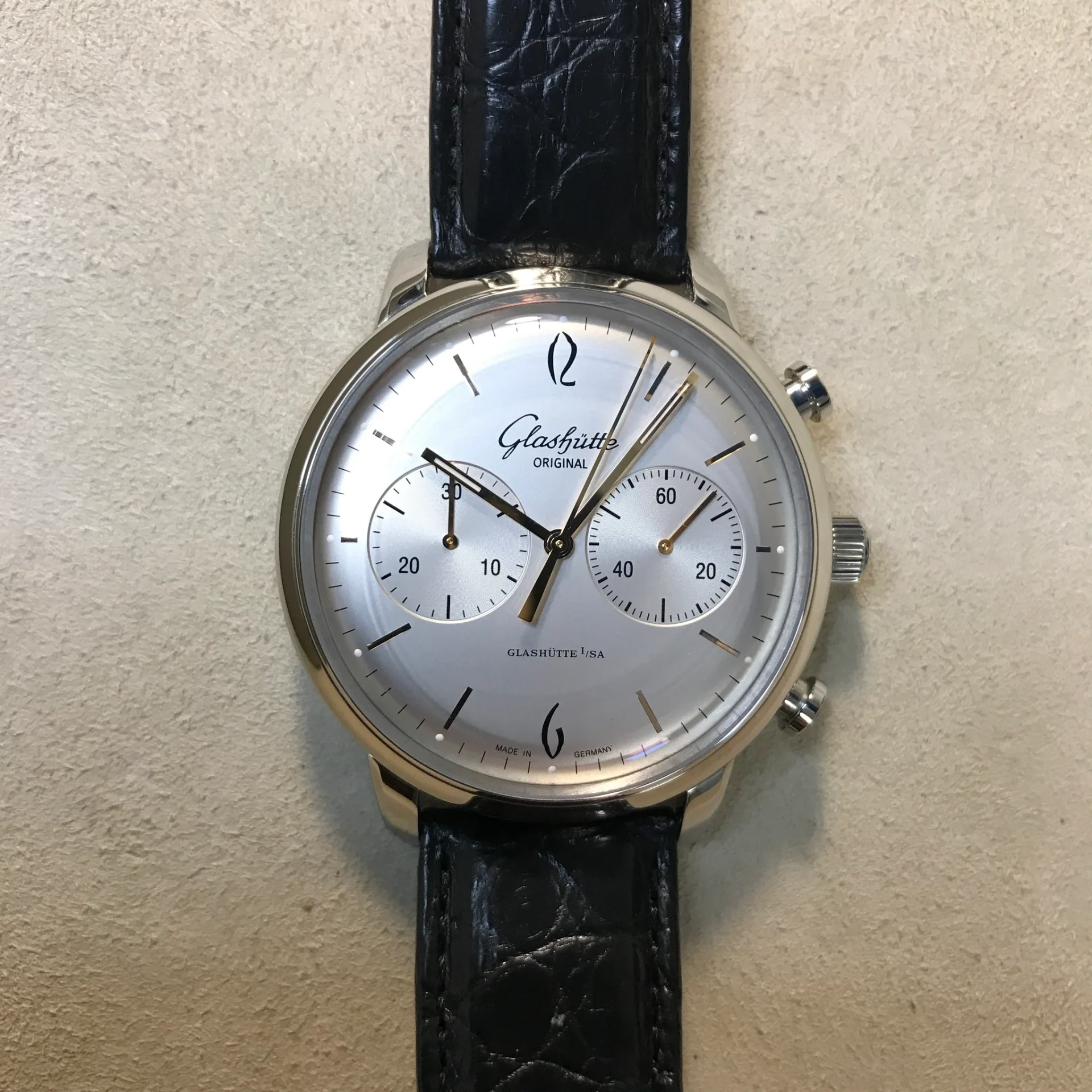 2025 Glashütte Original Sixties Chronograph Stainless Steel / Silver / Alligator / Pin 1-39-34-03-22-04