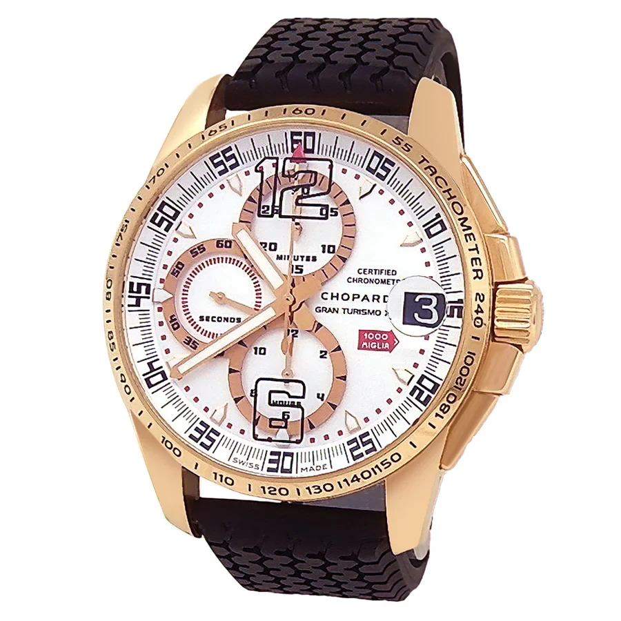 2010 Chopard Mille Miglia GT XL Chronograph 44 Rose Gold / Silvered / Strap  161268-5003