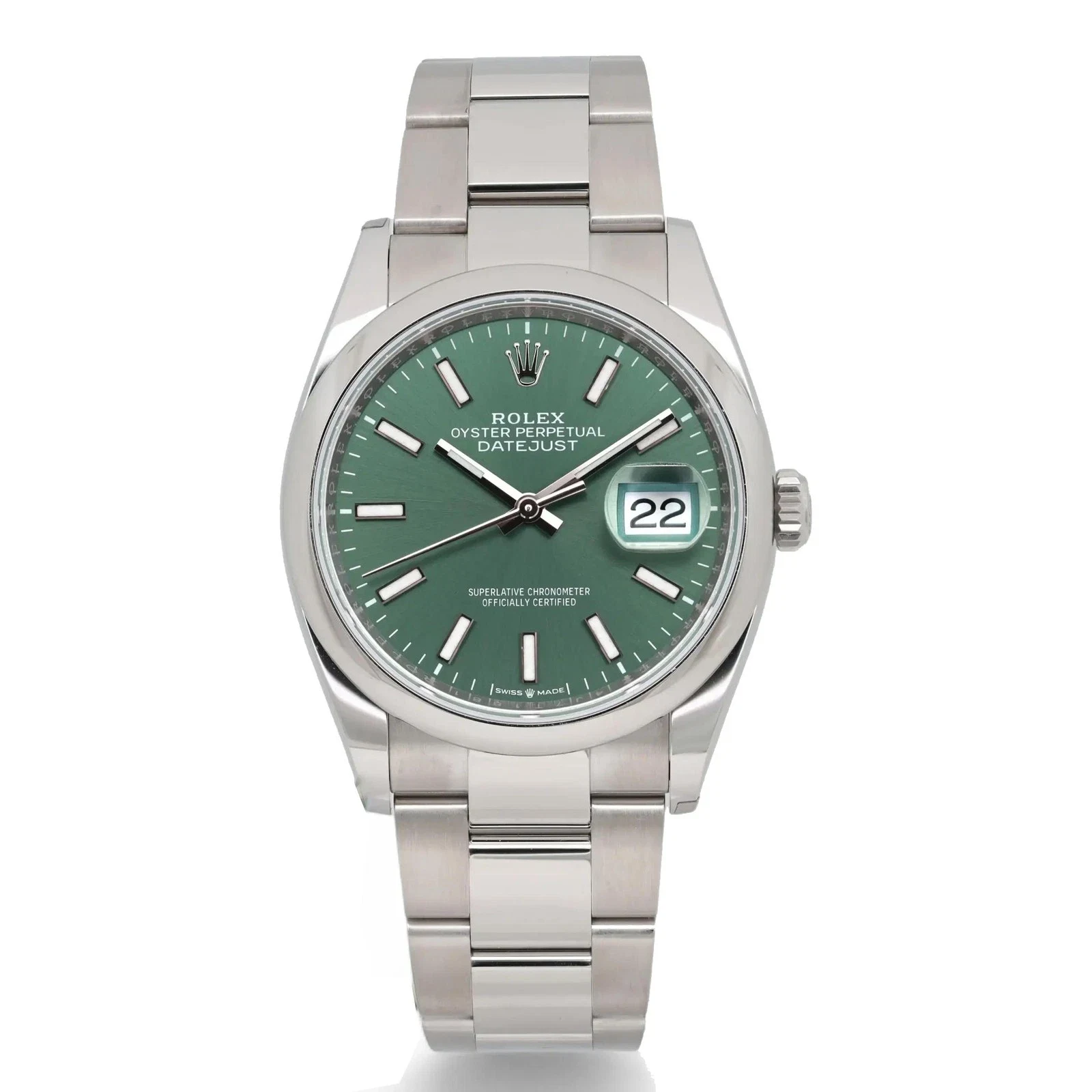 2025 Rolex Datejust 36 Smooth / Mint Green / Oyster 126200-0024