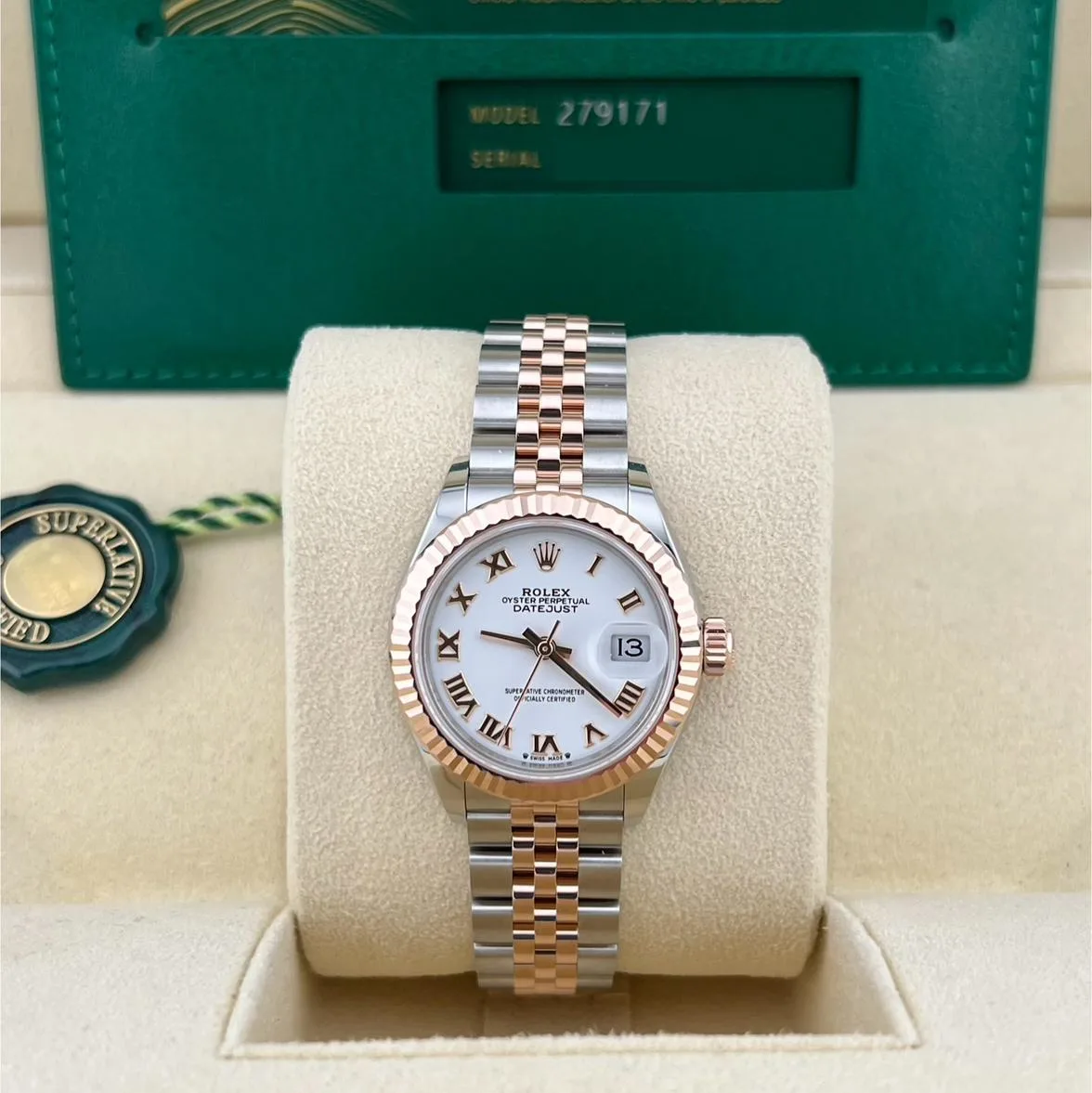 2024 Rolex Lady-Datejust 28 Two-Tone Fluted White Roman Jubilee  279171-0021