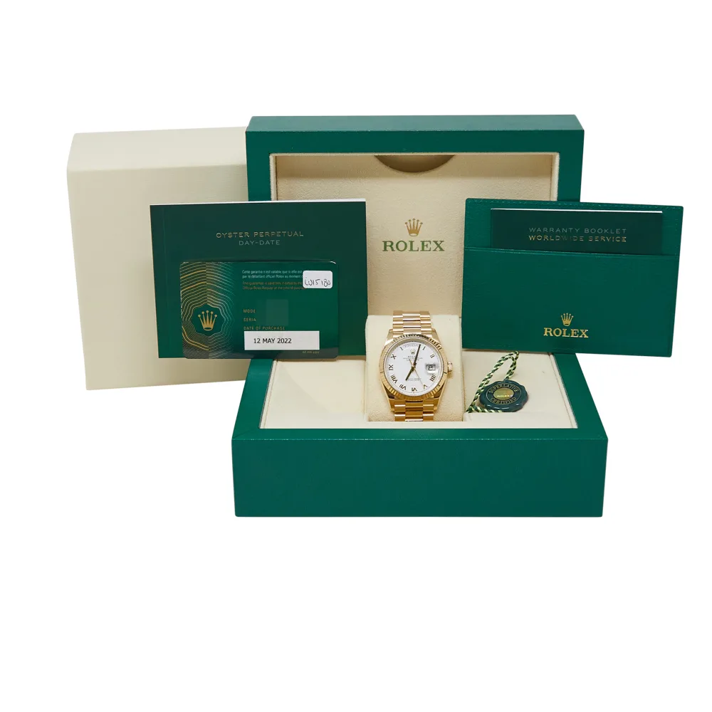 2022 Rolex Day-Date 36 Yellow Gold / Fluted / White / Roman 128238-0076 Listing Image 7