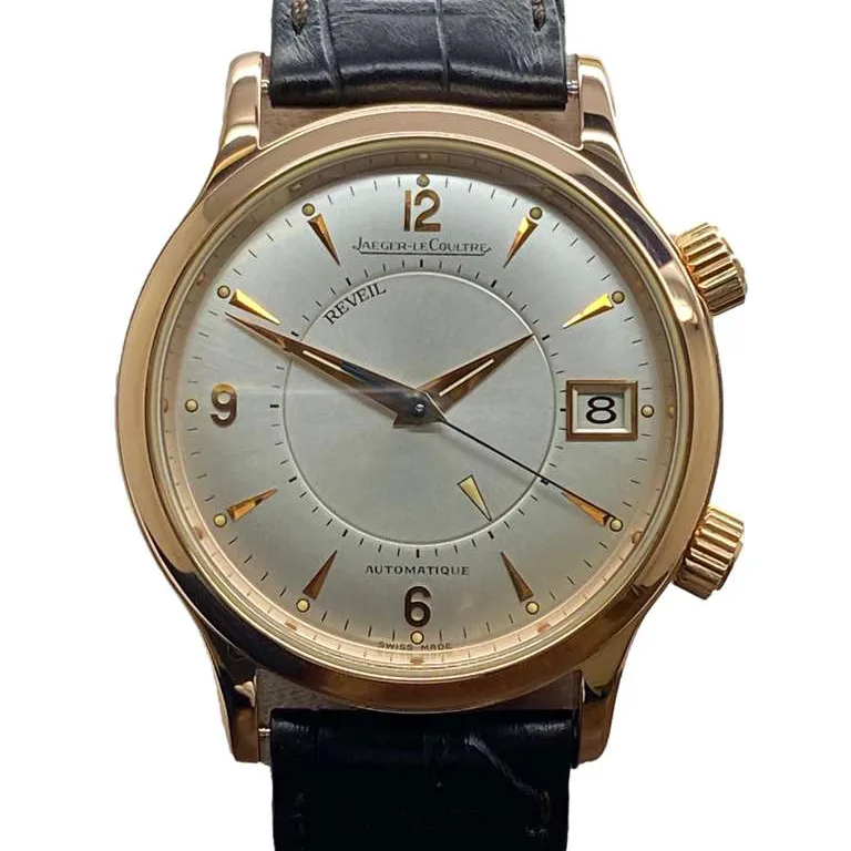 Jaeger-LeCoultre Master Control Reveil Alarm 39 Rose Gold / Silvered / Arabic / Strap 141.2.97