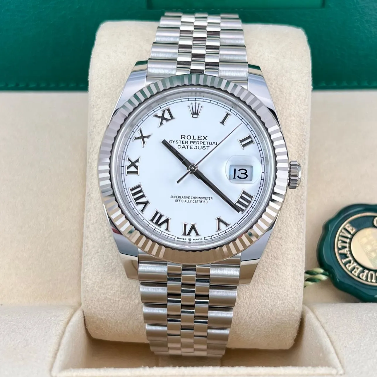 2023 Rolex Datejust 41 Fluted / White / Roman / Jubilee 126334-0024 Listing Image 2